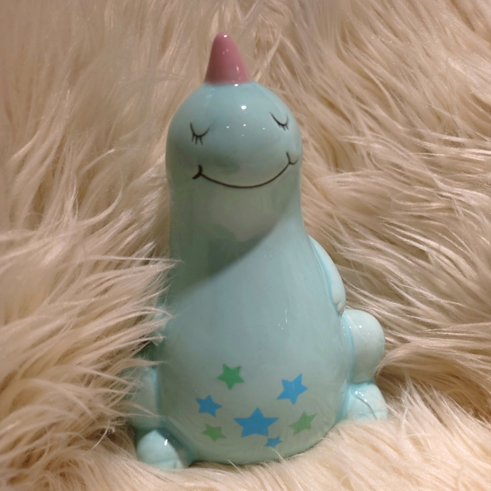Blue Happy Dinosaur With Stars Statue Figure Decoration Children's Decor 7.5"